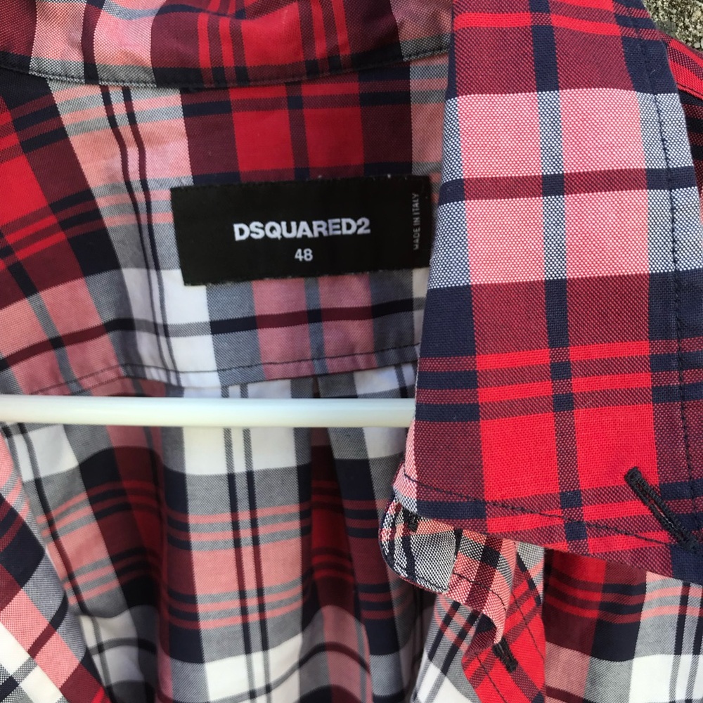 Dsquared2 Red Plaid Button Up Designer Shirt Red … - image 4